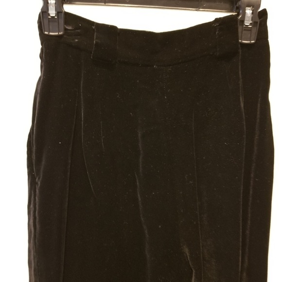 Vintage 90's Black Velvet Dress Pants High Waist Belt Loops Lined Size 6 - Picture 12 of 15